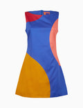 Abito corto senza maniche donna cotone fantasia macro pois blu - Gallo 1927 - Official Online Shop