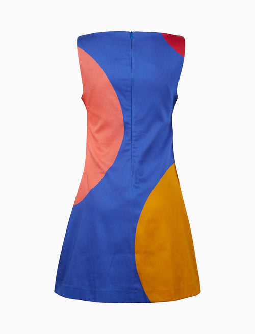 Abito corto senza maniche donna cotone fantasia macro pois blu - Gallo 1927 - Official Online Shop