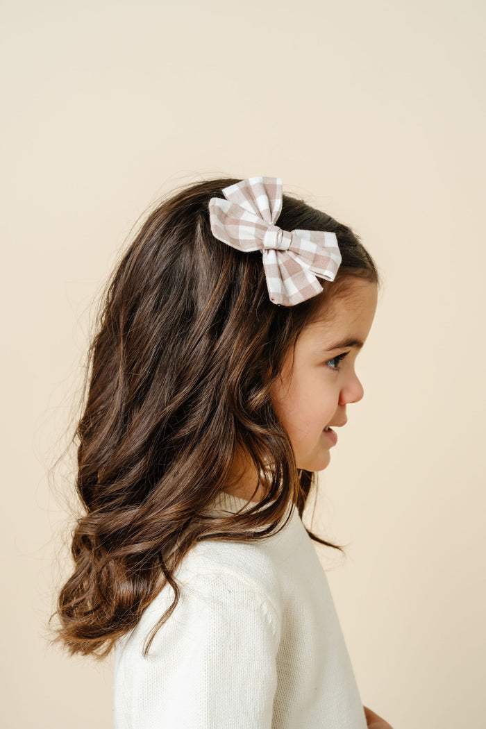 Adventure Bow - Taupe Gingham