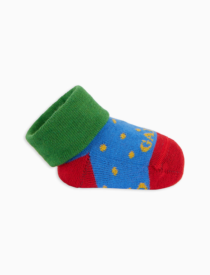 Babbucce bambino cotone azzurro fantasia pois - Gallo 1927 - Official Online Shop