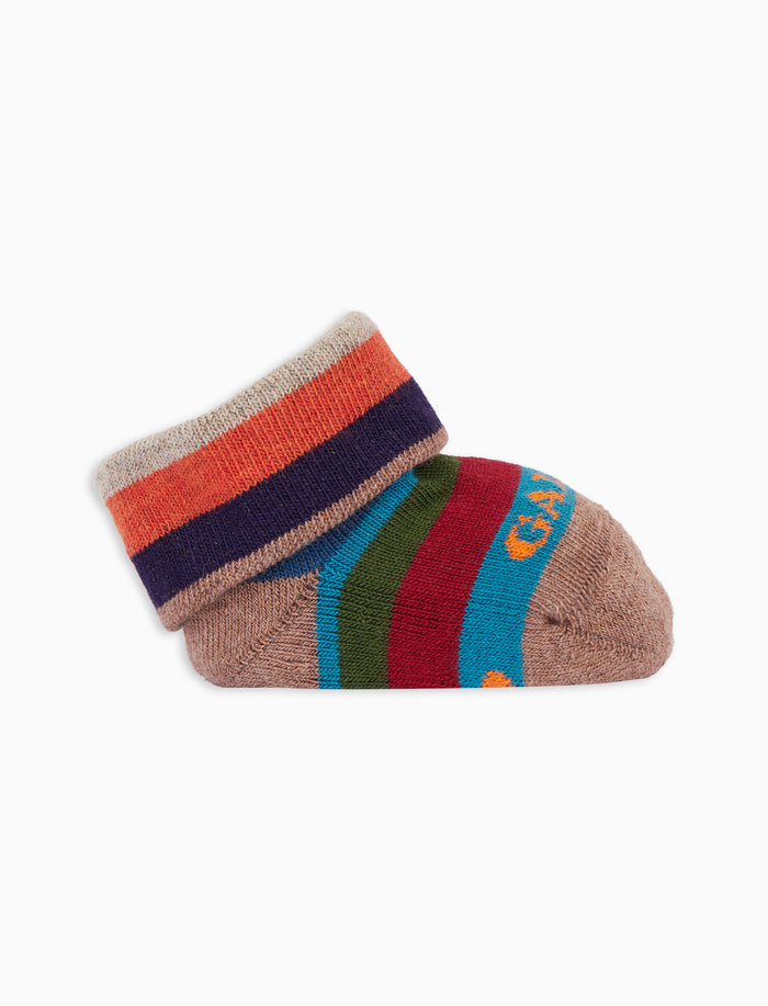 Babbucce bambino cotone caldo beige righe multicolor