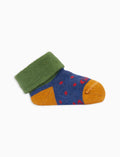 Babbucce bambino cotone caldo blu fantasia pois
