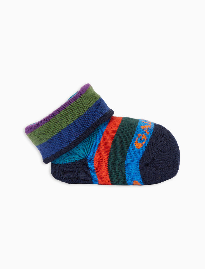 Babbucce bambino cotone caldo blu righe multicolor