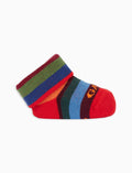 Babbucce bambino cotone caldo rosso righe multicolor