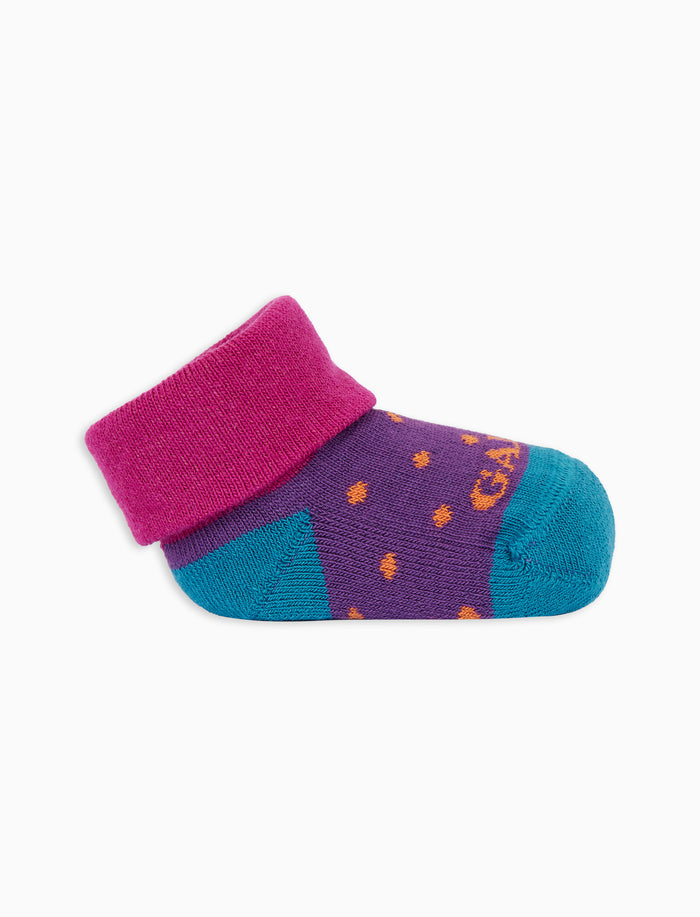 Babbucce bambino cotone caldo viola fantasia pois