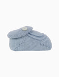 Babbucce bambino lana azzurro con bottoncino su risvolto - Gallo 1927 - Official Online Shop