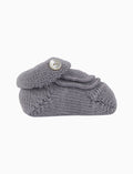 Babbucce bambino lana grigio con bottoncino su risvolto - Gallo 1927 - Official Online Shop