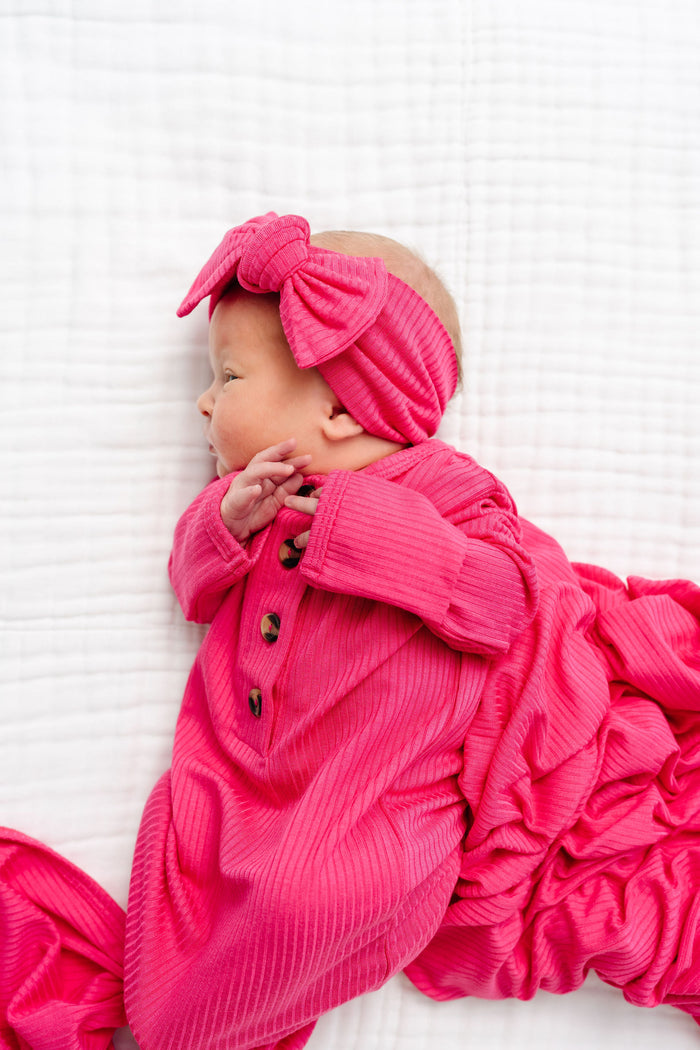 Barbie Ribbed Newborn Headband Bundle (Gown)