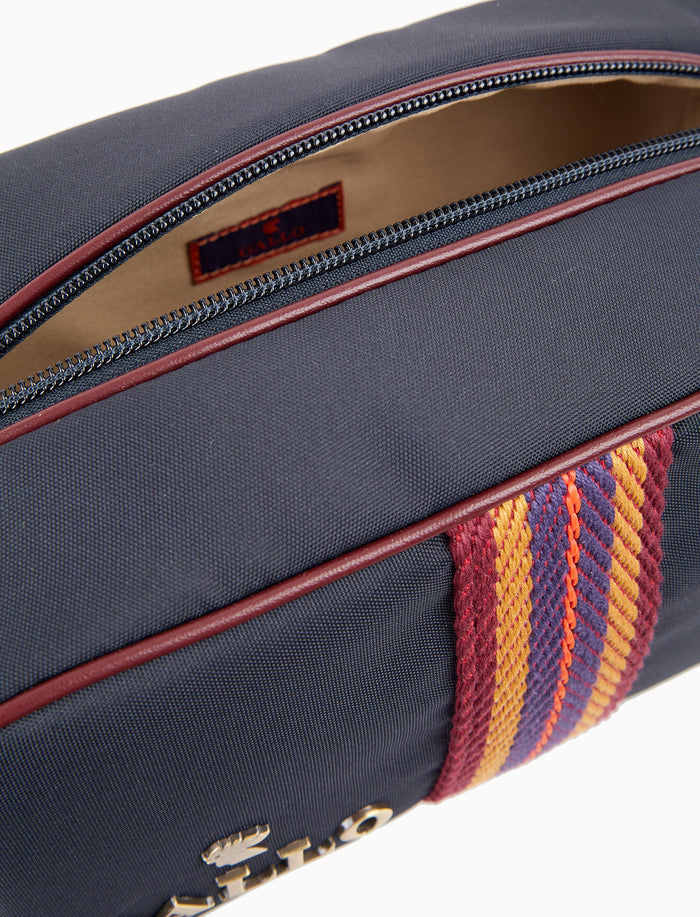 Beauty unisex tinta unita blu con nastro spigato ed inseriti in pelle - Gallo 1927 - Official Online Shop