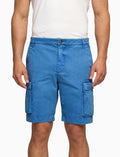 Bermuda cargo uomo cotone tinto capo tinta unita blu - Gallo 1927 - Official Online Shop