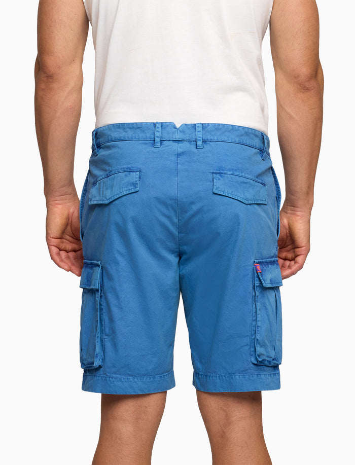 Bermuda cargo uomo cotone tinto capo tinta unita blu - Gallo 1927 - Official Online Shop
