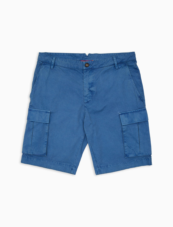 Bermuda cargo uomo cotone tinto capo tinta unita blu - Gallo 1927 - Official Online Shop