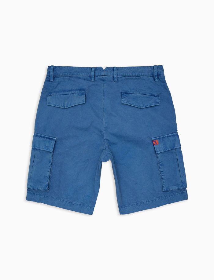 Bermuda cargo uomo cotone tinto capo tinta unita blu - Gallo 1927 - Official Online Shop