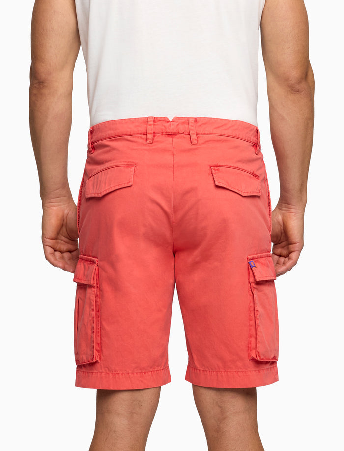 Bermuda cargo uomo cotone tinto capo tinta unita rosso - Gallo 1927 - Official Online Shop