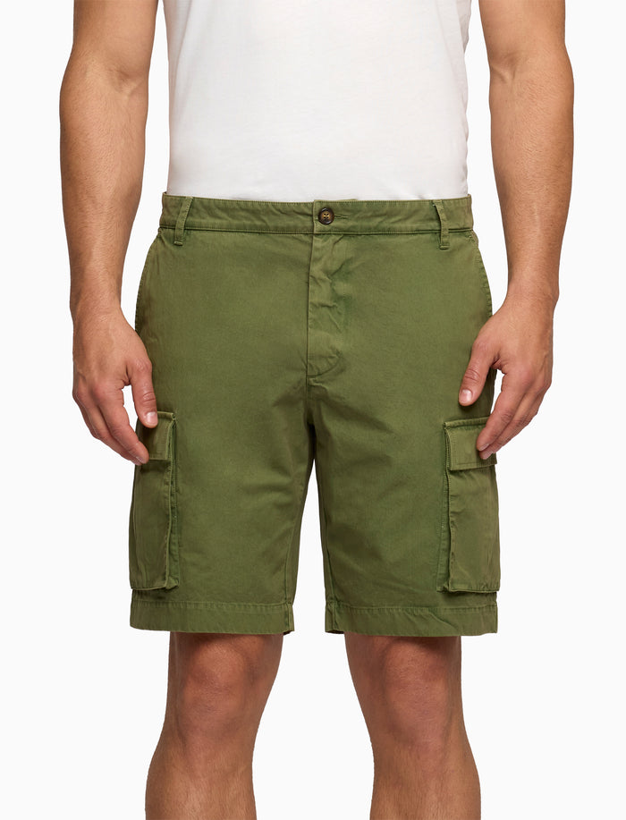 Bermuda cargo uomo cotone tinto capo tinta unita verde - Gallo 1927 - Official Online Shop