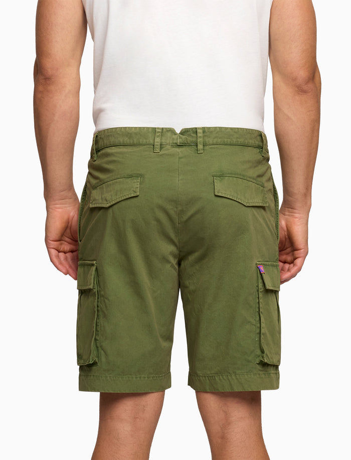 Bermuda cargo uomo cotone tinto capo tinta unita verde - Gallo 1927 - Official Online Shop