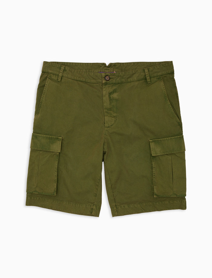 Bermuda cargo uomo cotone tinto capo tinta unita verde - Gallo 1927 - Official Online Shop