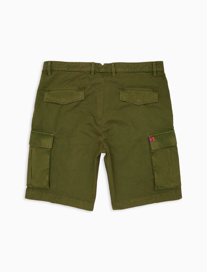 Bermuda cargo uomo cotone tinto capo tinta unita verde - Gallo 1927 - Official Online Shop