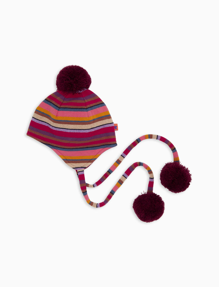 Berretto aviatore bambino pile bordò righe multicolor - Gallo 1927 - Official Online Shop