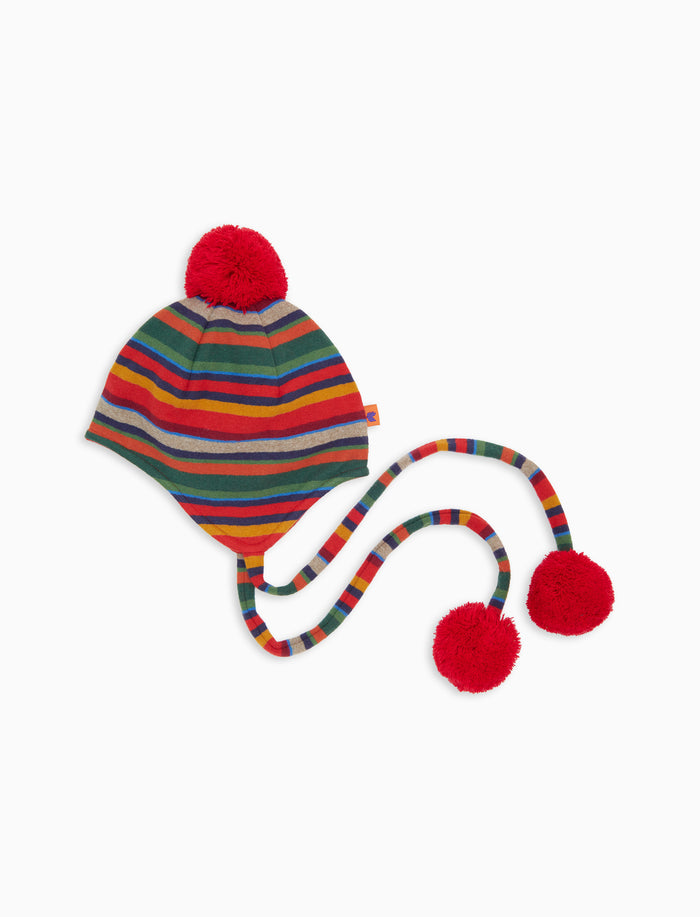 Berretto aviatore bambino pile rosso righe multicolor - Gallo 1927 - Official Online Shop