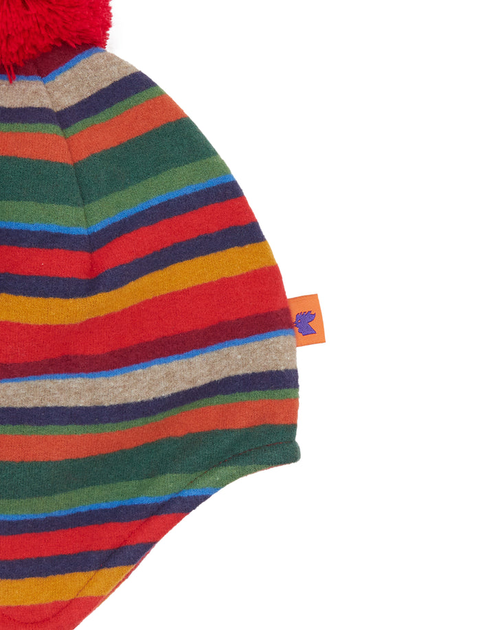 Berretto aviatore bambino pile rosso righe multicolor - Gallo 1927 - Official Online Shop