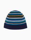 Berretto bambino cotone righe multicolor e risvolto tinta unita blu - Gallo 1927 - Official Online Shop