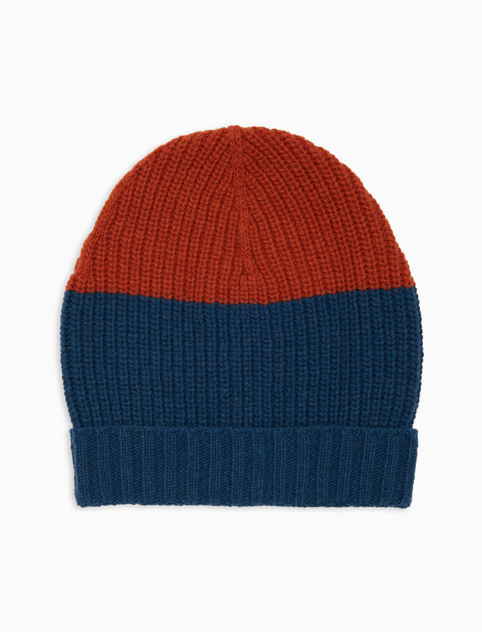Berretto con risvolto unisex lana azzurro fantasia color block - Gallo 1927 - Official Online Shop