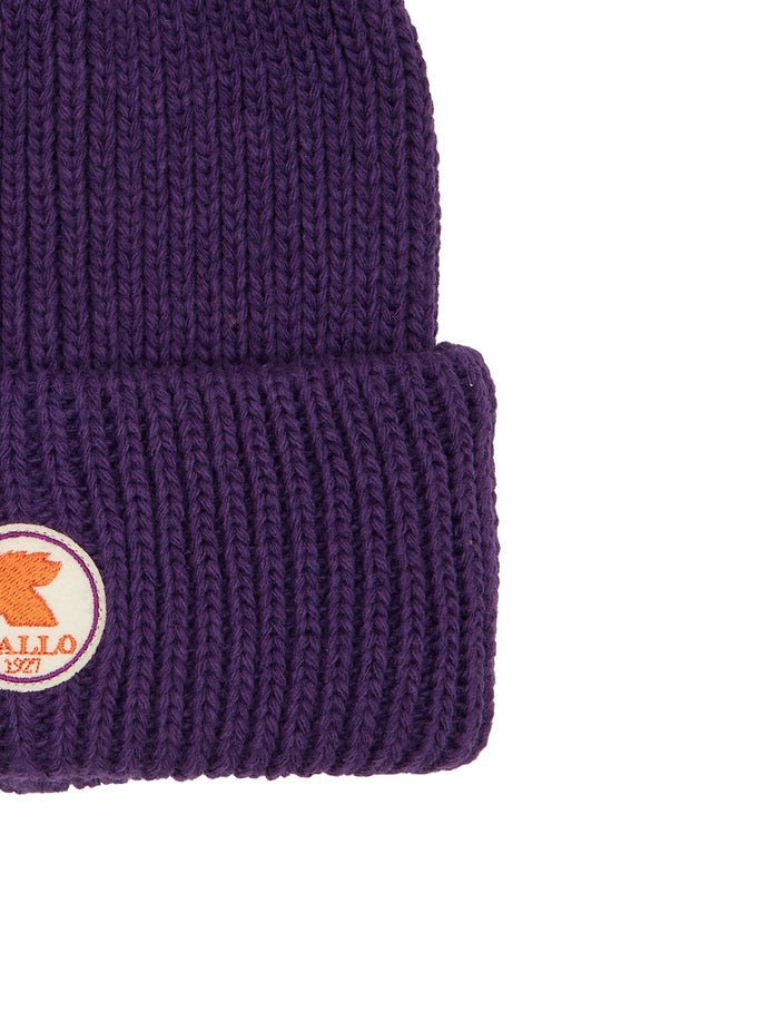 Berretto con risvolto unisex viola a coste tinta unita - Gallo 1927 - Official Online Shop