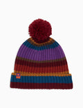 Berretto unisex lana, viscosa e cashmere bordò righe multicolor - Gallo 1927 - Official Online Shop