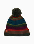 Berretto unisex lana, viscosa e cashmere verde righe multicolor - Gallo 1927 - Official Online Shop