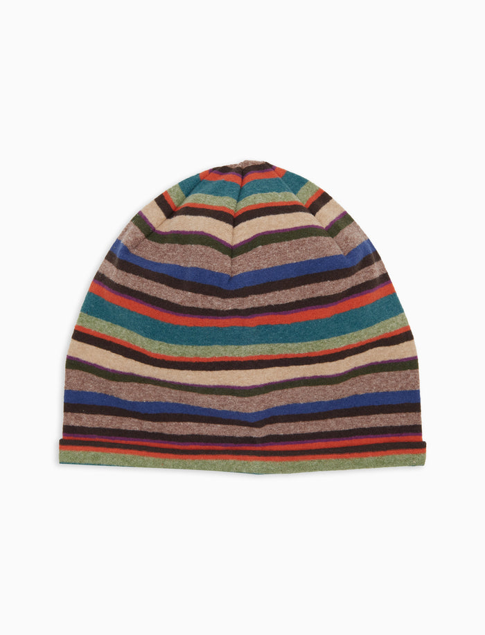Berretto unisex pile beige righe multicolor - Gallo 1927 - Official Online Shop