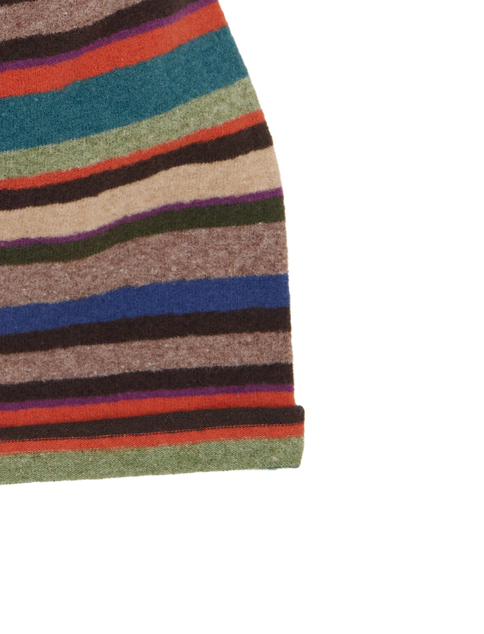 Berretto unisex pile beige righe multicolor - Gallo 1927 - Official Online Shop