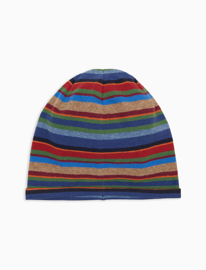 Berretto unisex pile blu righe multicolor - Gallo 1927 - Official Online Shop