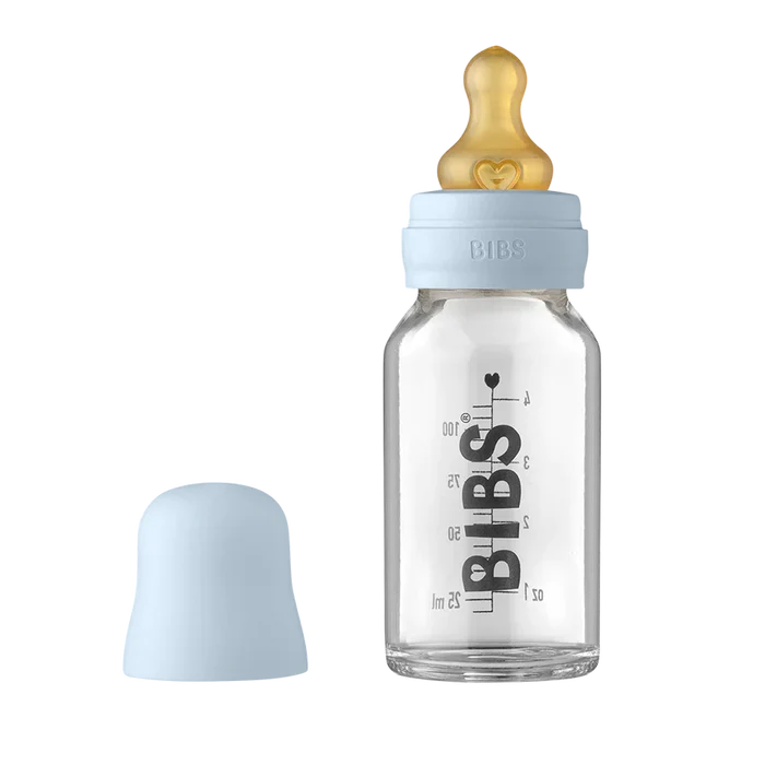 Bibs Baby Glass Bottle Complete Set: Baby Blue