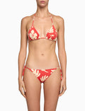 Bikini triangolo donna fantasia fiori su fondo rosso - Gallo 1927 - Official Online Shop