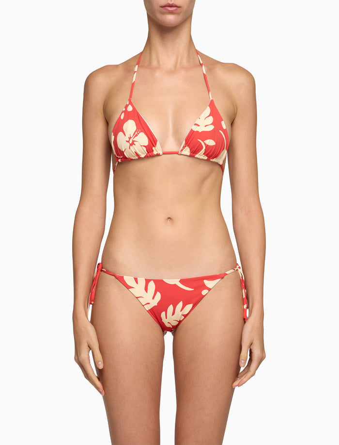 Bikini triangolo donna fantasia fiori su fondo rosso - Gallo 1927 - Official Online Shop