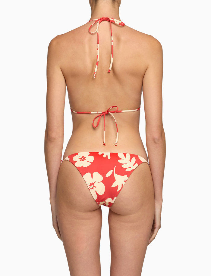 Bikini triangolo donna fantasia fiori su fondo rosso - Gallo 1927 - Official Online Shop