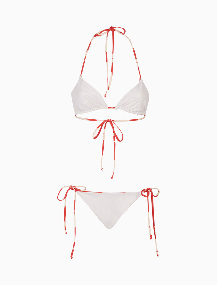 Bikini triangolo donna fantasia fiori su fondo rosso - Gallo 1927 - Official Online Shop