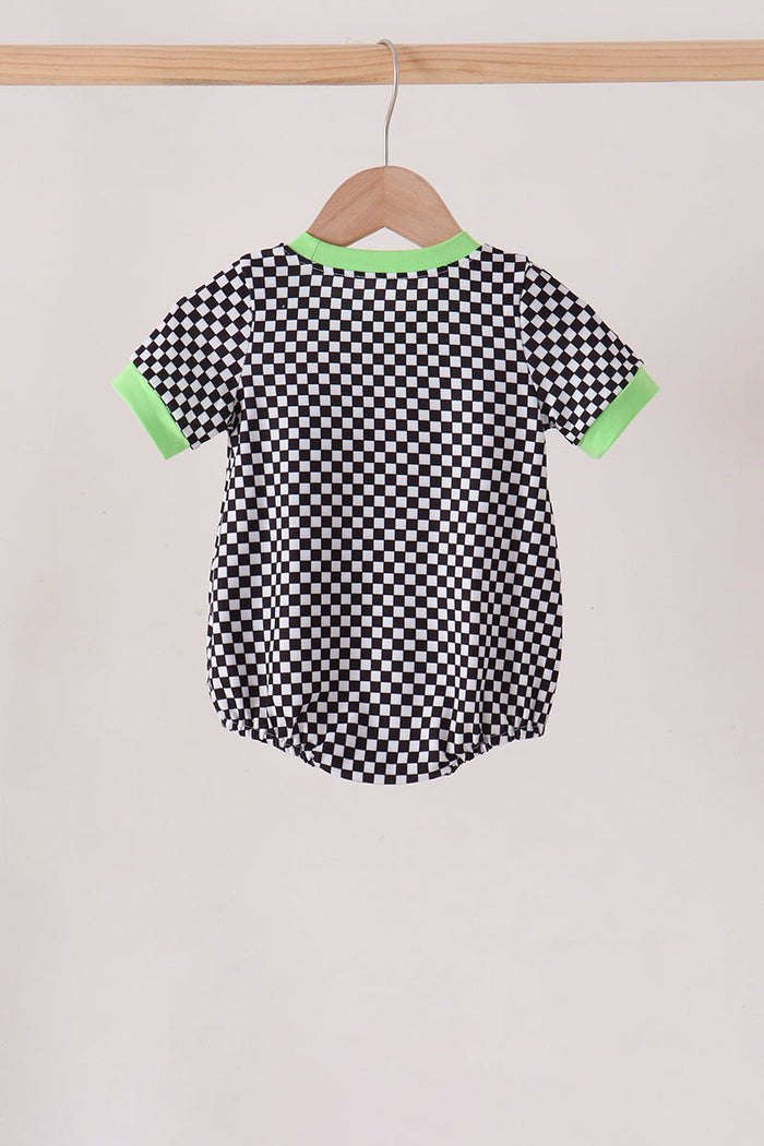Black car embroidery checkered bubble