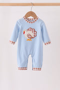 Blue turkey applique romper