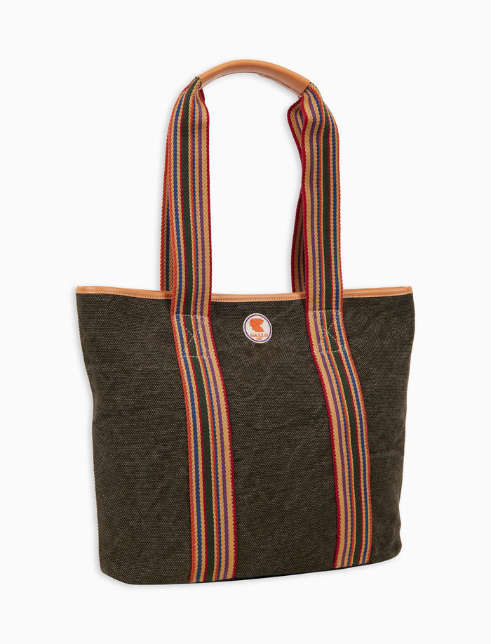 Borsa shopping grande donna in canvas di cotone verde tinta unita - Gallo 1927 - Official Online Shop