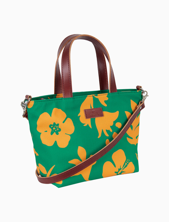 Borsa shopping piccola donna color pavone fantasia fiori su fondo - Gallo 1927 - Official Online Shop