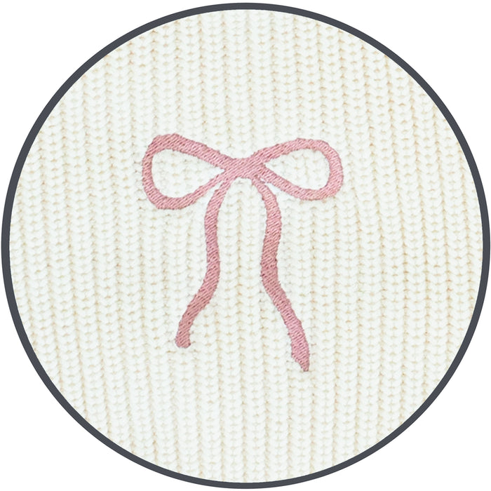 Bow Embroidery - Knit Chunky Sweater