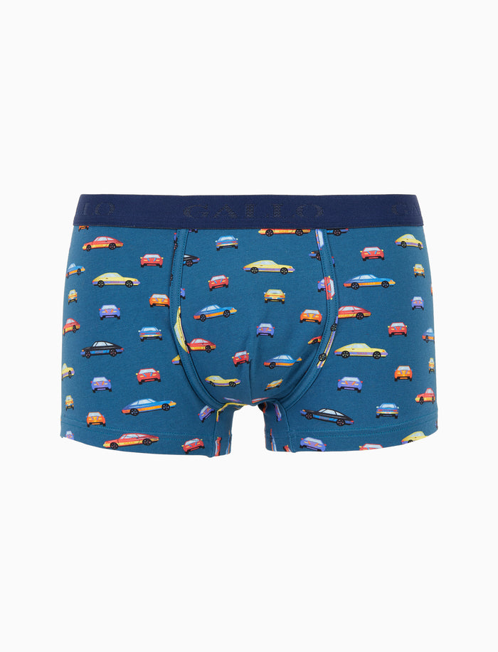 Boxer intimo uomo cotone blu fantasia macchinine