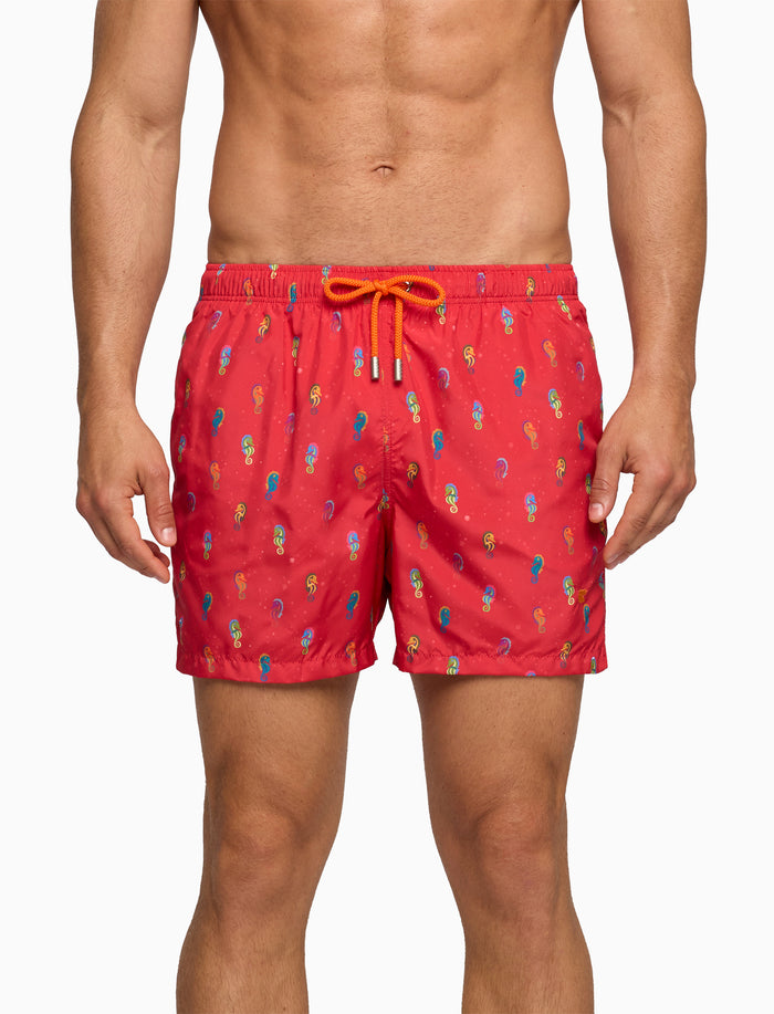 Boxer mare uomo fantasia cavallucci marini su fondo rosso - Gallo 1927 - Official Online Shop