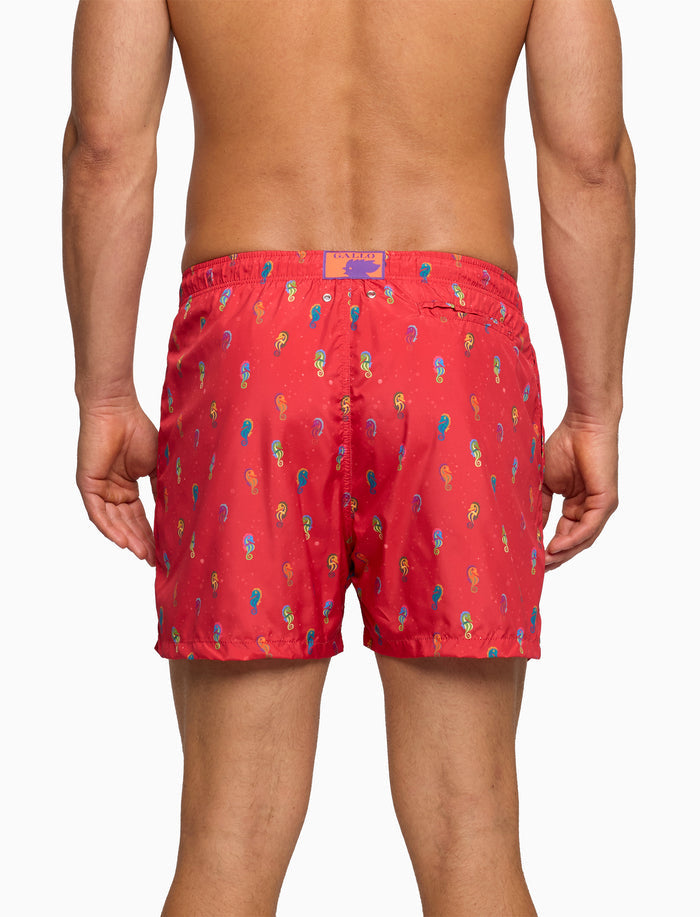 Boxer mare uomo fantasia cavallucci marini su fondo rosso - Gallo 1927 - Official Online Shop