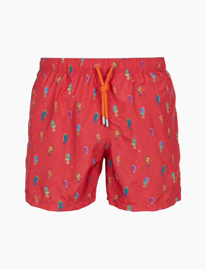 Boxer mare uomo fantasia cavallucci marini su fondo rosso - Gallo 1927 - Official Online Shop