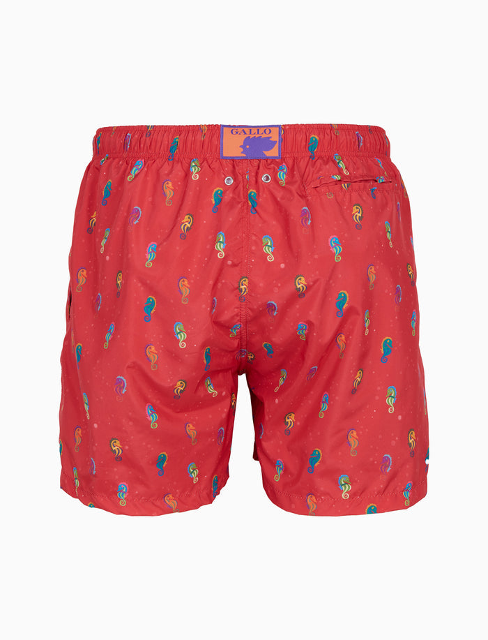 Boxer mare uomo fantasia cavallucci marini su fondo rosso - Gallo 1927 - Official Online Shop