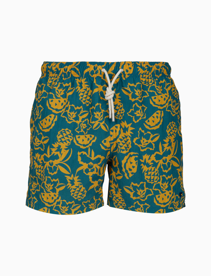 Boxer mare uomo fantasia fiori ananas e angurie azzurro - Gallo 1927 - Official Online Shop