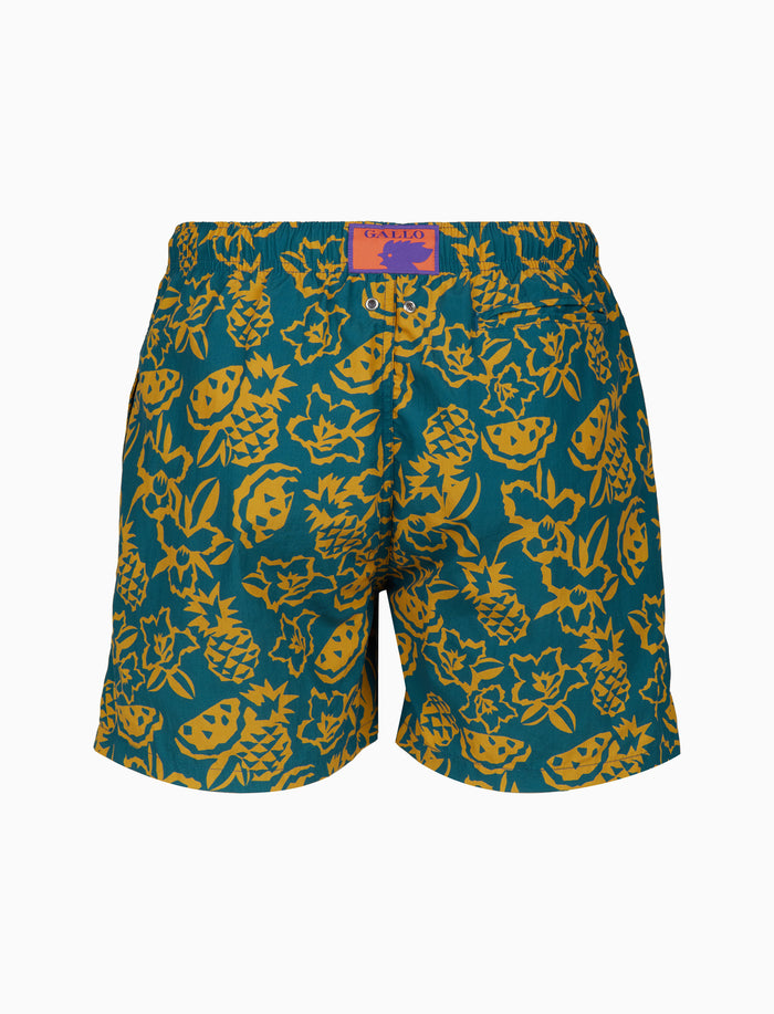 Boxer mare uomo fantasia fiori ananas e angurie azzurro - Gallo 1927 - Official Online Shop
